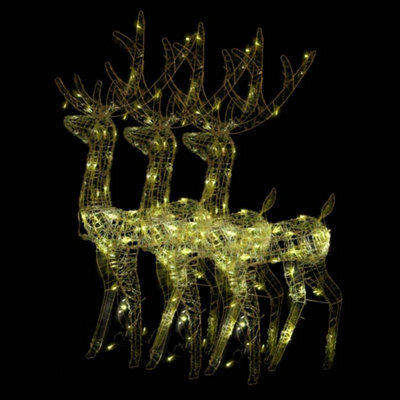 Berkfield Colourful Acrylic Reindeer Christmas Decorations 3 Pcs 120 Cm Warm White - image 1