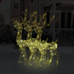 Berkfield Colourful Acrylic Reindeer Christmas Decorations 3 Pcs 120 Cm Warm White - thumbnail 2