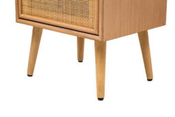 Nordlys 1-Door And 1-Drawer Natural Rattan Nightstand Exotic Boho Bedroom - thumbnail 8