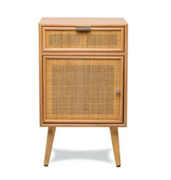 Nordlys 1-Door And 1-Drawer Natural Rattan Nightstand Exotic Boho Bedroom - thumbnail 5