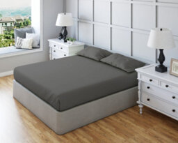 Polycotton Plain Dyed Housewife Pillowcase Pair Dark Grey - thumbnail 1