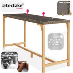 Tectake 1 Polyrattan Garden Table Terrace Porcelain Stoneware Tabletop Dining Table Uv-Resistant161 X 64.5 X 99.5 Cm  - Nature - thumbnail 3