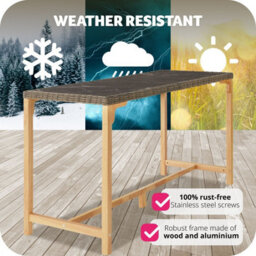 Tectake 1 Polyrattan Garden Table Terrace Porcelain Stoneware Tabletop Dining Table Uv-Resistant161 X 64.5 X 99.5 Cm  - Nature - thumbnail 7