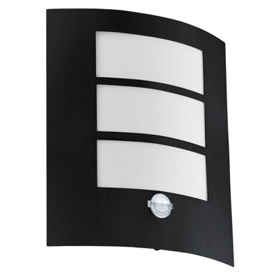 Eglo City Black Metal Ip44 Outdoor Wall Light With Sensor, (D) 23.5Cm - image 1