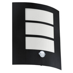 Eglo City Black Metal Ip44 Outdoor Wall Light With Sensor, (D) 23.5Cm