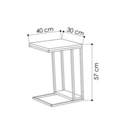 Fwstyle Natural Oak Finish Sofa End Side Table Scratch Resistant Metal Frame - thumbnail 2