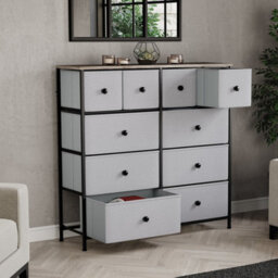 Lassic Vida Designs Chorley 10 Drawer Fabric Ukfr Chest Of Drawers, Beige & Grey Wood - thumbnail 2