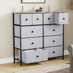 Lassic Vida Designs Chorley 10 Drawer Fabric Ukfr Chest Of Drawers, Beige & Grey Wood - thumbnail 5