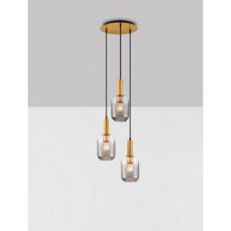 Luminosa Lighting Luminosa Maho Cluster Pendant Ceiling Light Smokey, Brass Gold E27 3X12W - thumbnail 4
