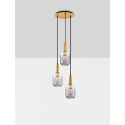 Luminosa Lighting Luminosa Maho Cluster Pendant Ceiling Light Smokey, Brass Gold E27 3X12W - thumbnail 3