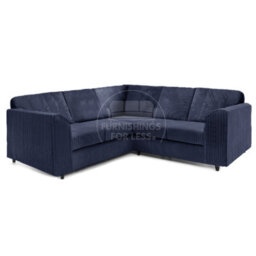 Furnishings For Less UK Ferguson Navy Blue 5 Seater Fabric Corner Sofa L Shaped Jumbo Cord - Full Back - thumbnail 1