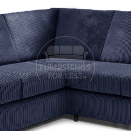 Furnishings For Less UK Ferguson Navy Blue 5 Seater Fabric Corner Sofa L Shaped Jumbo Cord - Full Back - thumbnail 2