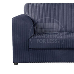 Furnishings For Less UK Ferguson Navy Blue 5 Seater Fabric Corner Sofa L Shaped Jumbo Cord - Full Back - thumbnail 3