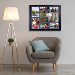AK Frames 20X16 Black Sleek Multi Photo Frame With Blue Mount - Holds 9 Apertures (2X) 7X5, (7X) 6X4 Photos - thumbnail 3