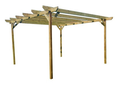 Arbor Garden Solutions Chamfered Wooden Garden Pergola Kit, 2.4M X 3M (Natural Finish) - image 1
