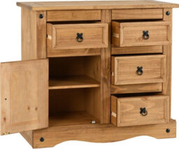 Seconique Corona 1 Door 4 Drawer Sideboard Distressed Wax Pine - thumbnail 1