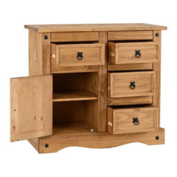 Seconique Corona 1 Door 4 Drawer Sideboard Distressed Wax Pine - thumbnail 3