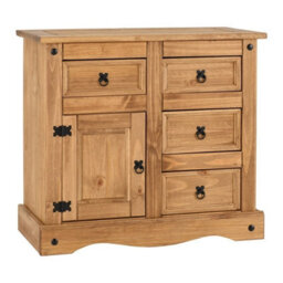 Seconique Corona 1 Door 4 Drawer Sideboard Distressed Wax Pine - thumbnail 2