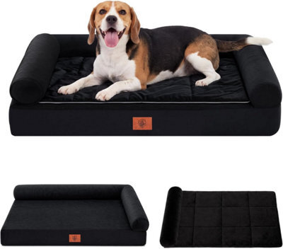 Luckracer Large Dog Bed Sofa Washable Orthopedic Dog Beds Grey 85X55X14Cm - image 1