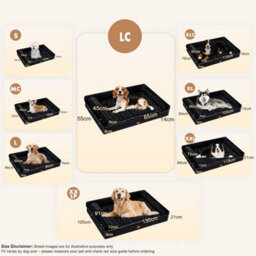 Luckracer Large Dog Bed Sofa Washable Orthopedic Dog Beds Grey 85X55X14Cm - thumbnail 2