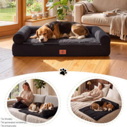 Luckracer Large Dog Bed Sofa Washable Orthopedic Dog Beds Grey 85X55X14Cm - thumbnail 3