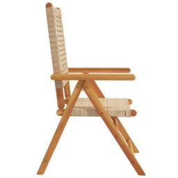 Berkfield Reclining Garden Chairs 6 Pcs Beige Poly Rattan And Solid Wood - thumbnail 5