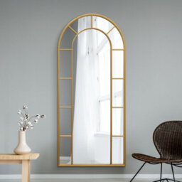 "Mirroroutlet Window Xl Arcus - Gold Framed Arched Leaner / Wall Mirror 75"" X 33"" (190Cm X 85Cm)" - thumbnail 1