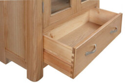 Buttercup Farm Bologna Display Cabinet With Glass Doors - D37 X W90 X H180 Cm - Oak - thumbnail 3