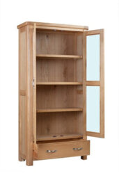 Buttercup Farm Bologna Display Cabinet With Glass Doors - D37 X W90 X H180 Cm - Oak - thumbnail 5