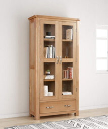Buttercup Farm Bologna Display Cabinet With Glass Doors - D37 X W90 X H180 Cm - Oak