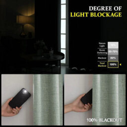 Ameha Sage Green Plain 100%blackout Curtain Thermal Insulated 135Gsm Linen Soft Texture Polyester Curtain Pair With Tie Backs 66''x72'' - thumbnail 7