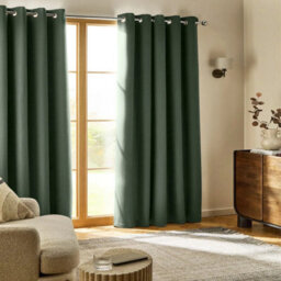 Ameha Sage Green Plain 100%blackout Curtain Thermal Insulated 135Gsm Linen Soft Texture Polyester Curtain Pair With Tie Backs 66''x72'' - thumbnail 3