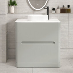 Royal Bathrooms Venice 800mm Dove Grey Freestanding Bathroom Countertop Vanity Unit 2 Drawer With Lyon Basin - thumbnail 1