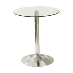 Furniture in Fashion Vetro Round Clear Glass Top Bar Table With Chrome Base - thumbnail 5