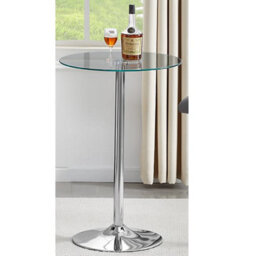 Furniture in Fashion Vetro Round Clear Glass Top Bar Table With Chrome Base