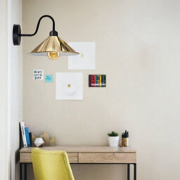 Vintage Industrial Wall Sconce E27 French Gold Swan Neck Light Fixture Complete With Bulb - thumbnail 2
