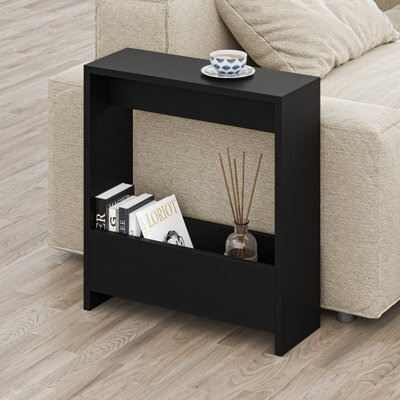 Decortie Simpi Black Slim End Table With Magazine Rack (H) 60Cm - image 1