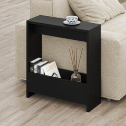 Decortie Simpi Black Slim End Table With Magazine Rack (H) 60Cm - thumbnail 1