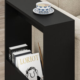 Decortie Simpi Black Slim End Table With Magazine Rack (H) 60Cm - thumbnail 5