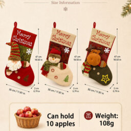 CLEFFNS 3Pcs Christmas Socks, Tree Hanging Ornament, Creative Organiser For Holiday Decorating And Gifting, Home Offices Decoration - thumbnail 5