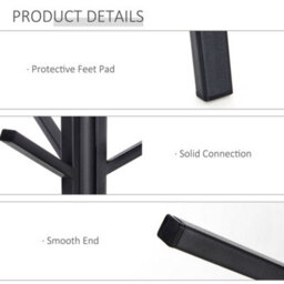 Homcom 180Cm Free Standing Coat Rack Metal Shelf Holder Stand Hat Hanger Brown - thumbnail 5