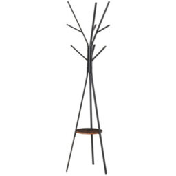 Homcom 180Cm Free Standing Coat Rack Metal Shelf Holder Stand Hat Hanger Brown - thumbnail 2