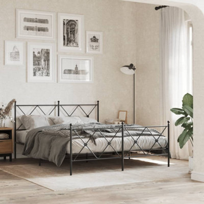 Berkfield Metal Bed Frame Without Mattress With Footboard Black 150X200Cm - image 1