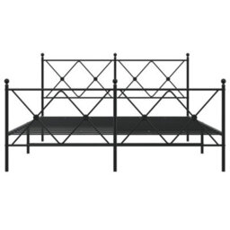 Berkfield Metal Bed Frame Without Mattress With Footboard Black 150X200Cm - thumbnail 4