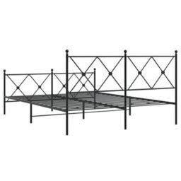 Berkfield Metal Bed Frame Without Mattress With Footboard Black 150X200Cm - thumbnail 6