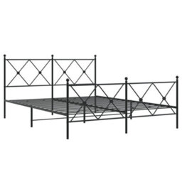Berkfield Metal Bed Frame Without Mattress With Footboard Black 150X200Cm - thumbnail 3