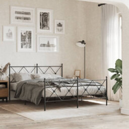 Berkfield Metal Bed Frame Without Mattress With Footboard Black 150X200Cm - thumbnail 1