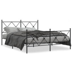 Berkfield Metal Bed Frame Without Mattress With Footboard Black 150X200Cm - thumbnail 2
