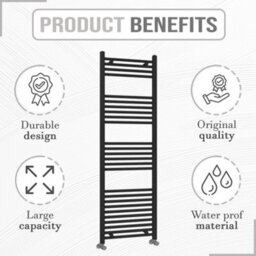 ARKO BATHROOM Arko Towel Radiator, Heated Towel Rails,wall Mounted Ladder Radiators 600X1600mm ,black - thumbnail 3