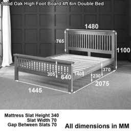 The Furniture Market Cheshire Solid Oak 4Ft 6In Double Size Bed Frame High Footboard - thumbnail 8